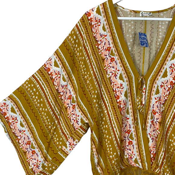 Free People For You Bodysuit Boho Blouse Gold Women XS Fits up to a Medium NWT - Picture 5 of 9